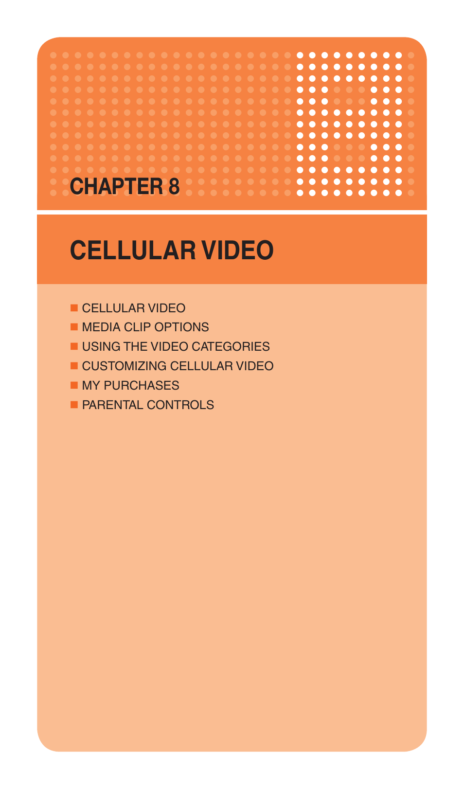 Cellular video, Chapter 8 | Pantech Matrix Pro User Manual | Page 123 / 261