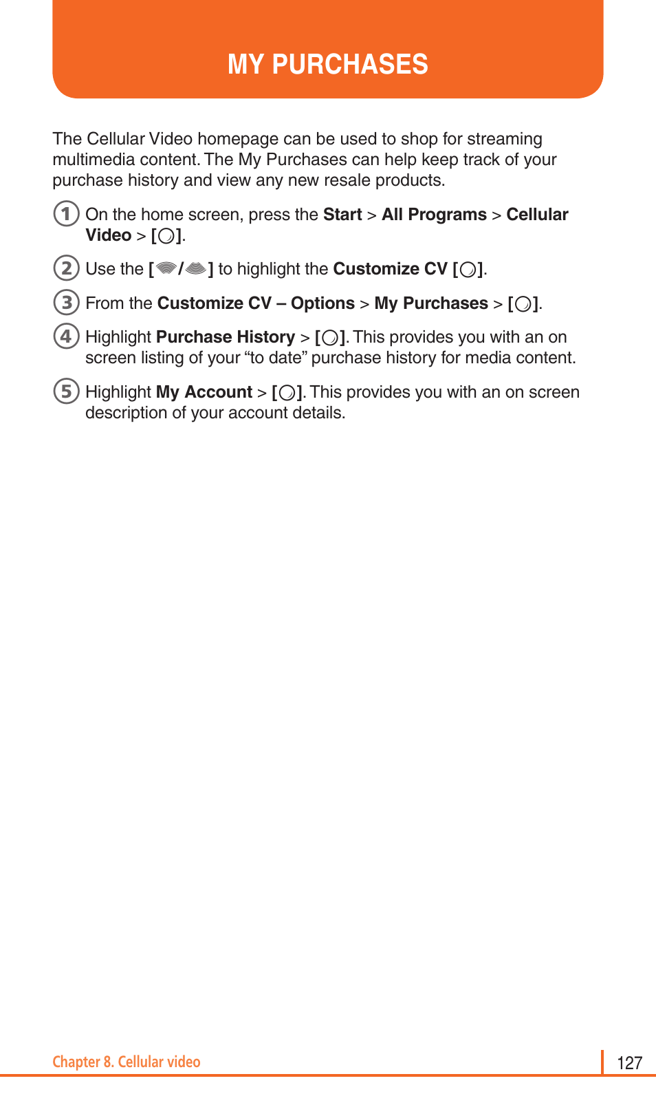 My purchases | Pantech Matrix Pro User Manual | Page 129 / 261