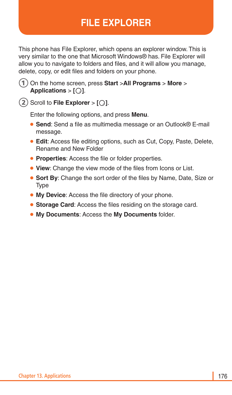 File explorer | Pantech Matrix Pro User Manual | Page 178 / 261