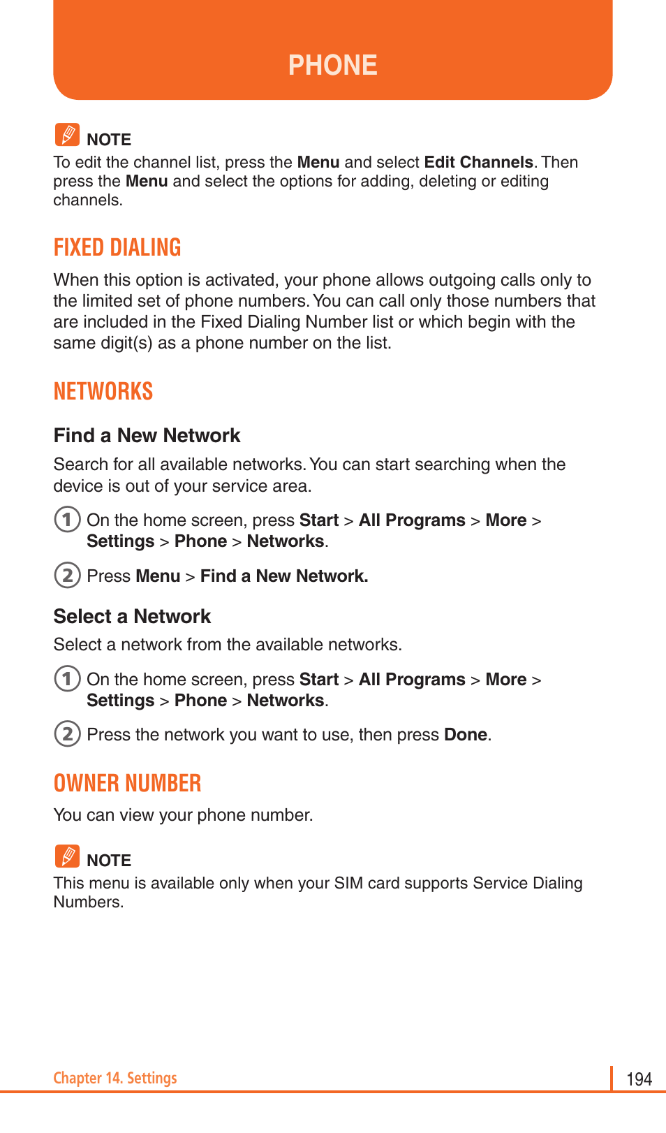 Phone, Fixed dialing, Networks | Owner number | Pantech Matrix Pro User Manual | Page 196 / 261