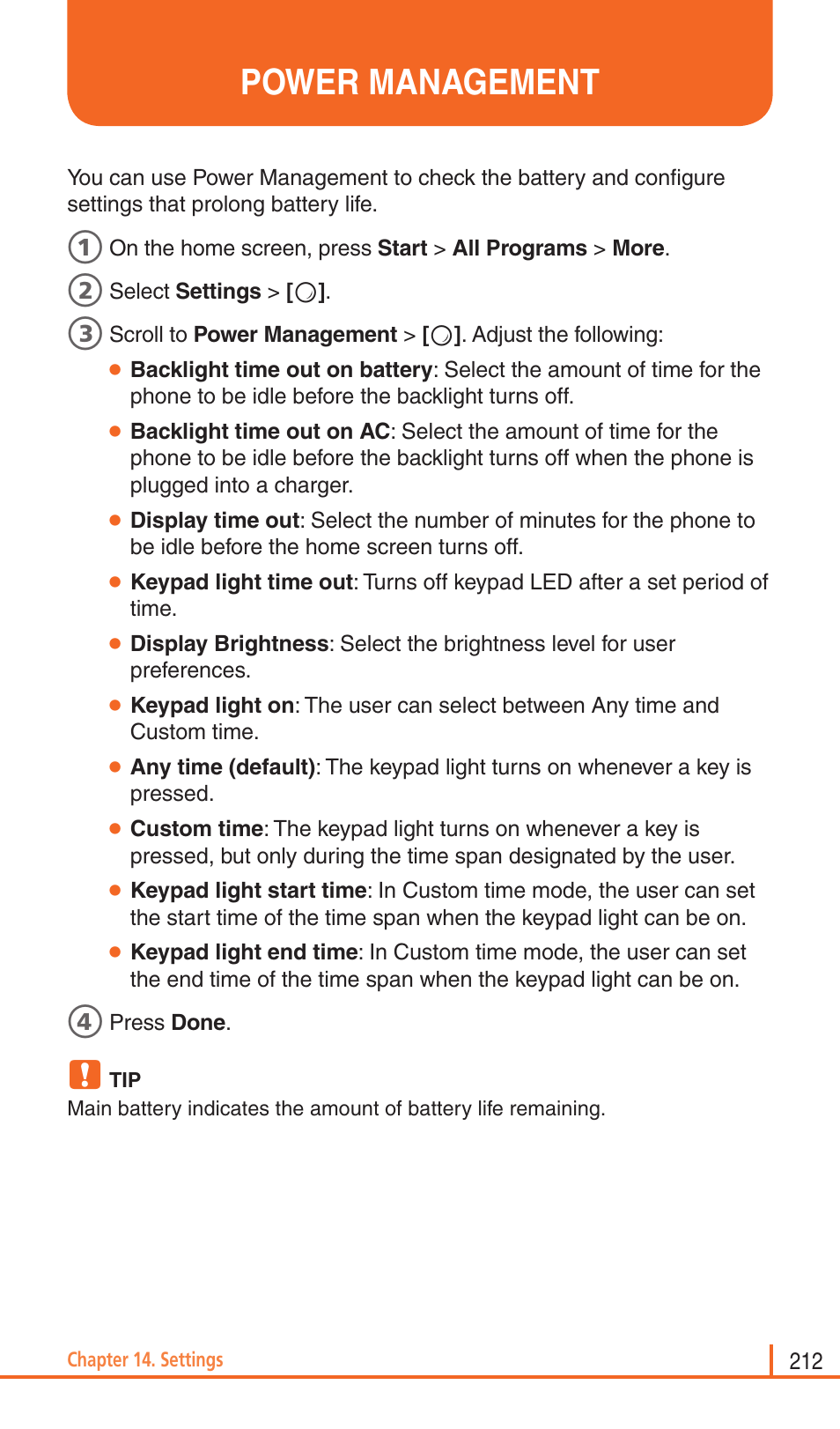 Power management | Pantech Matrix Pro User Manual | Page 214 / 261