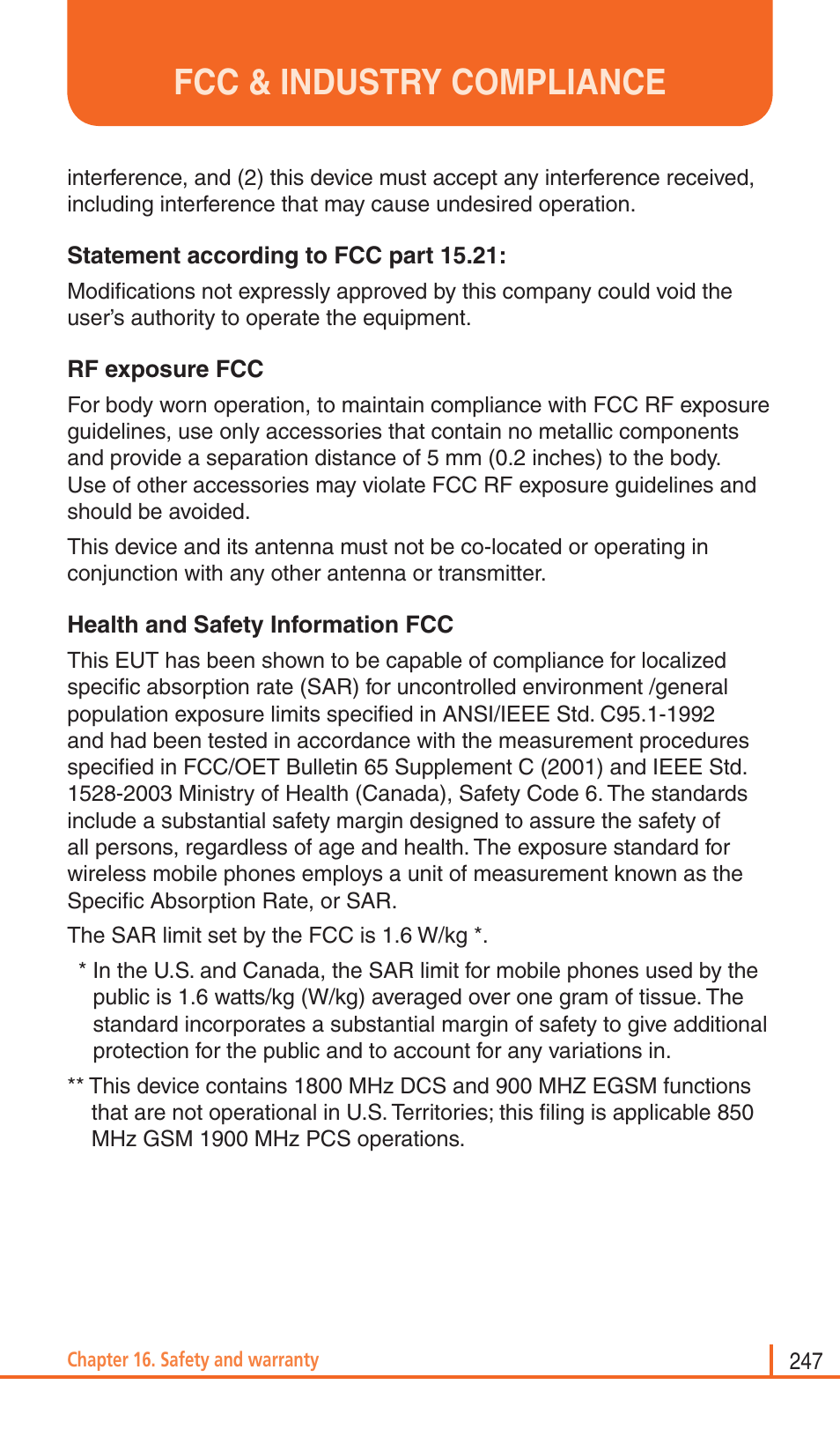 Fcc & industry compliance | Pantech Matrix Pro User Manual | Page 249 / 261