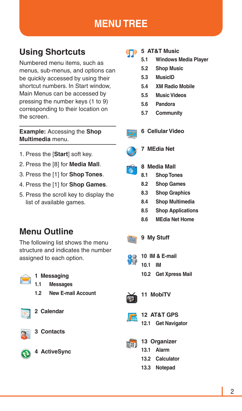 Menu tree, Using shortcuts, Menu outline | Pantech Matrix Pro User Manual | Page 4 / 261