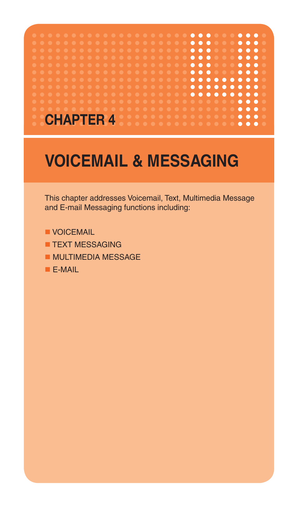 Voicemail & messaging, Chapter 4 | Pantech Matrix Pro User Manual | Page 69 / 261
