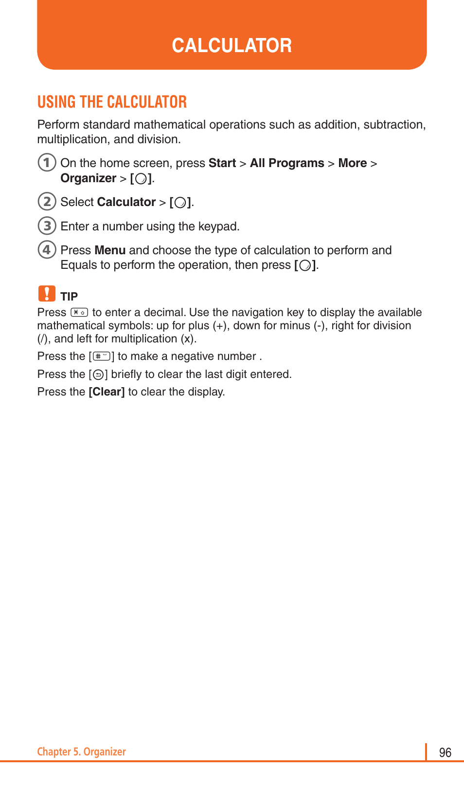 Calculator, Using the calculator | Pantech Matrix Pro User Manual | Page 98 / 261