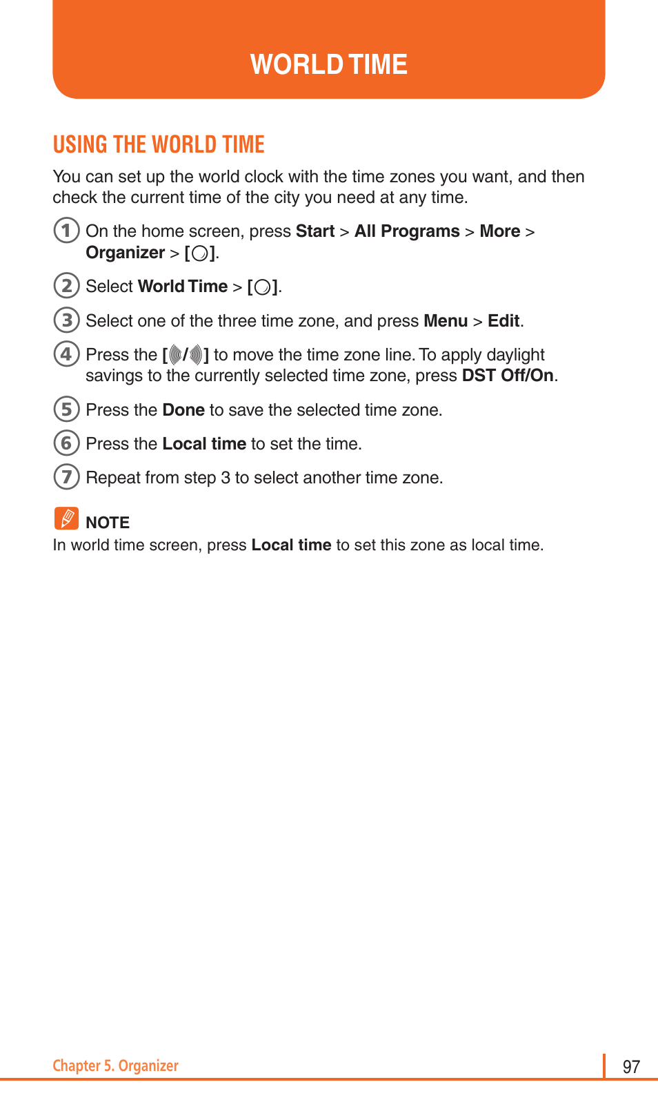 World time, Using the world time | Pantech Matrix Pro User Manual | Page 99 / 261