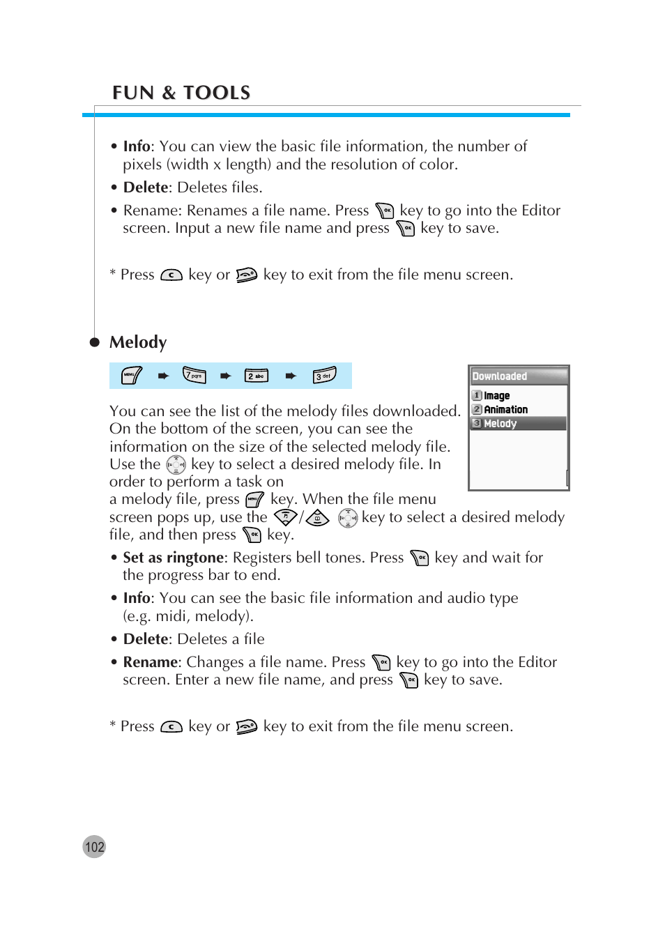 Fun & tools | Pantech G670 User Manual | Page 103 / 137