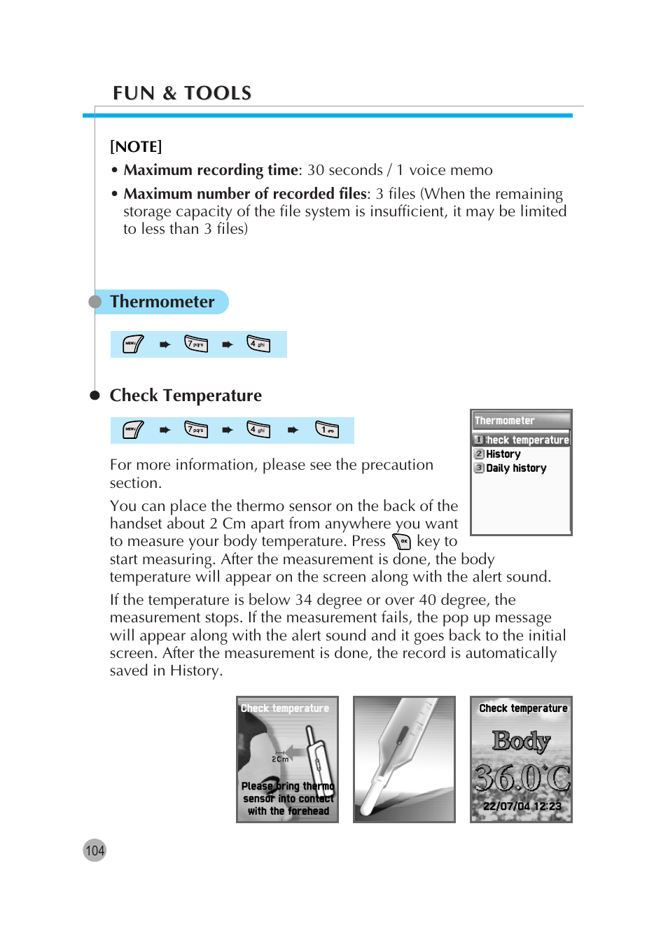 Fun & tools | Pantech G670 User Manual | Page 105 / 137