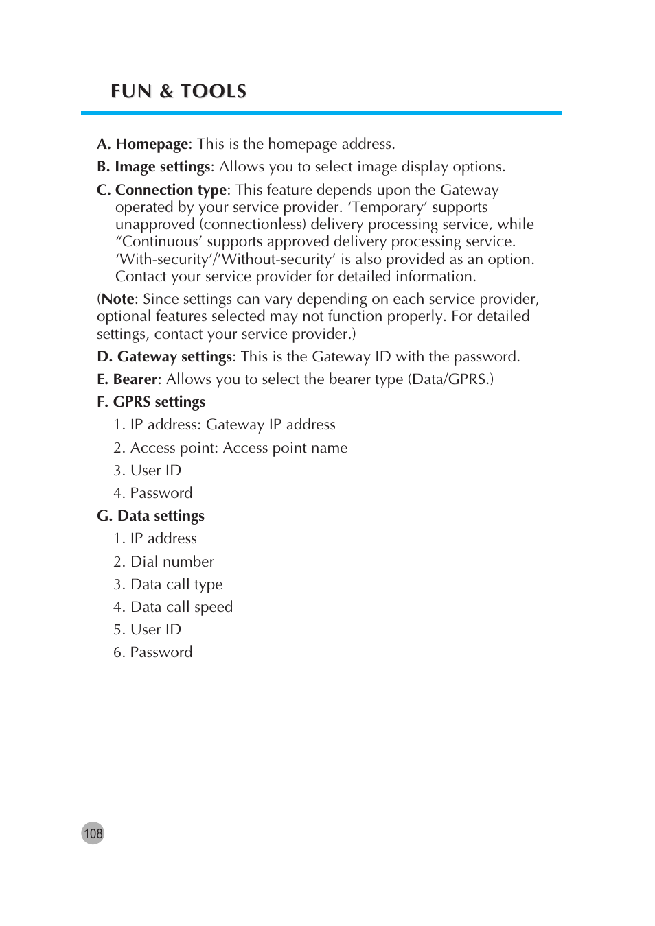 Fun & tools | Pantech G670 User Manual | Page 109 / 137