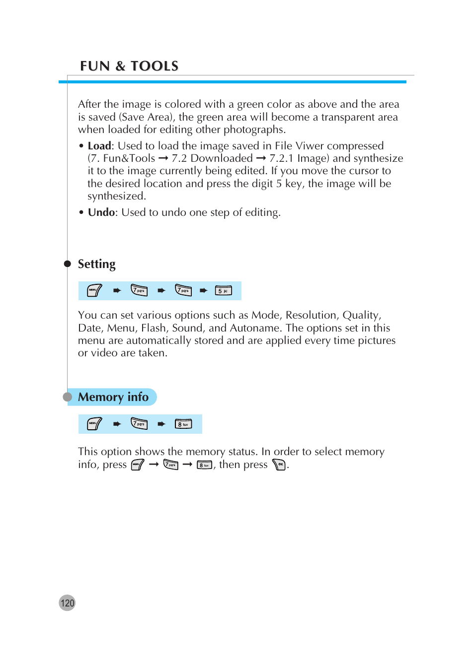 Fun & tools | Pantech G670 User Manual | Page 121 / 137