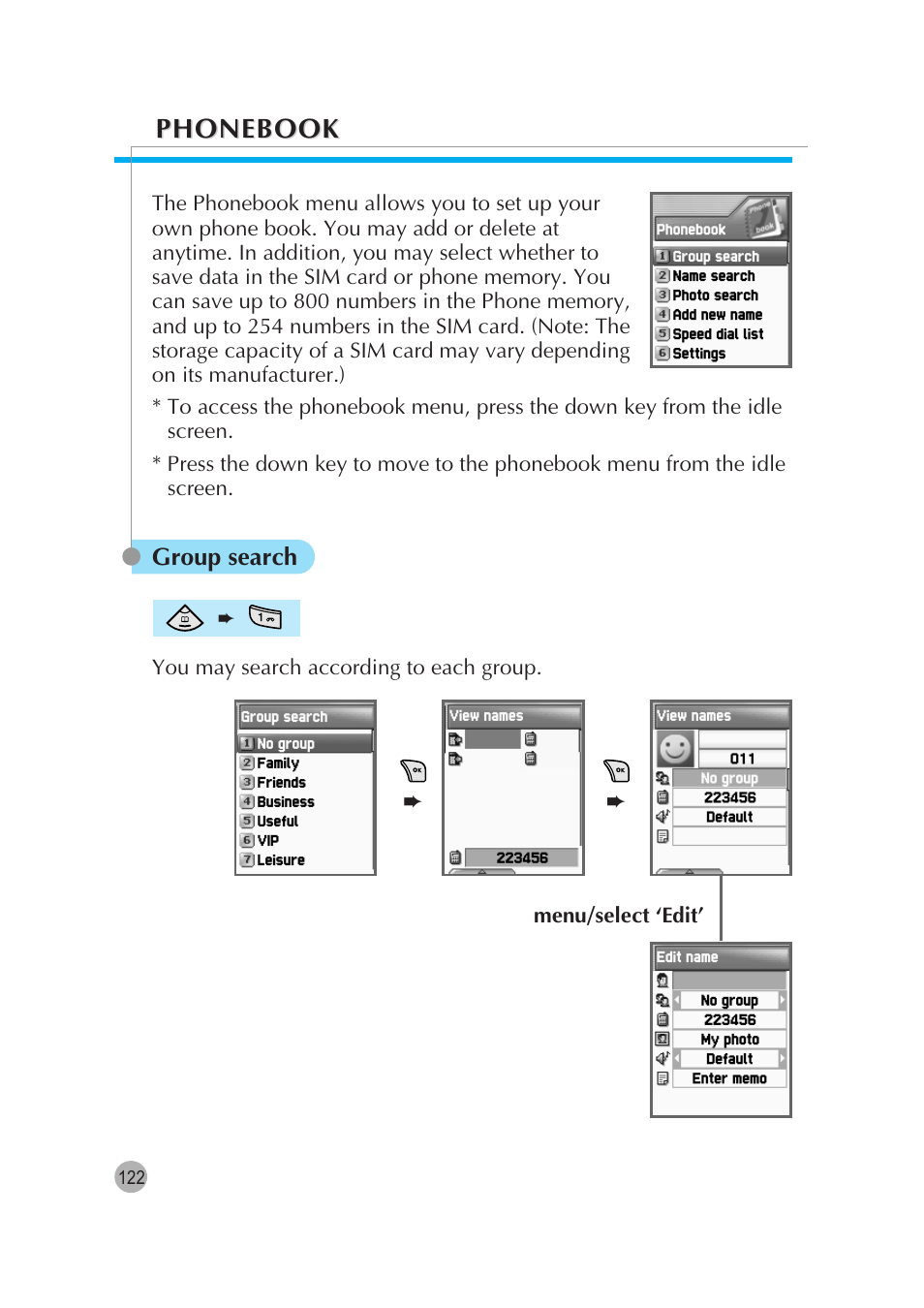 Phonebook | Pantech G670 User Manual | Page 123 / 137