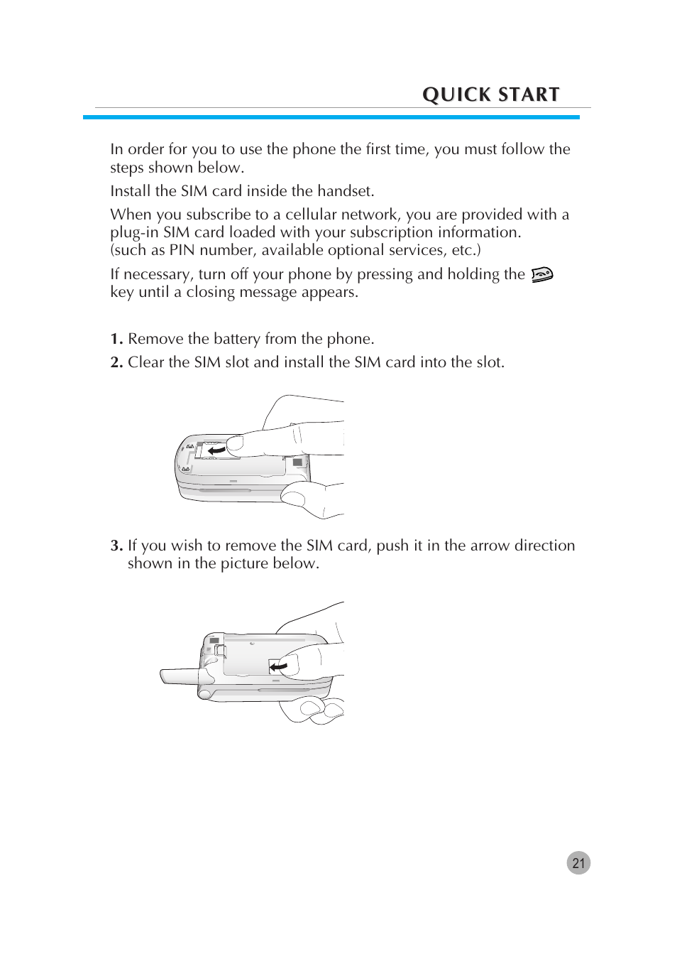 Quick start | Pantech G670 User Manual | Page 22 / 137