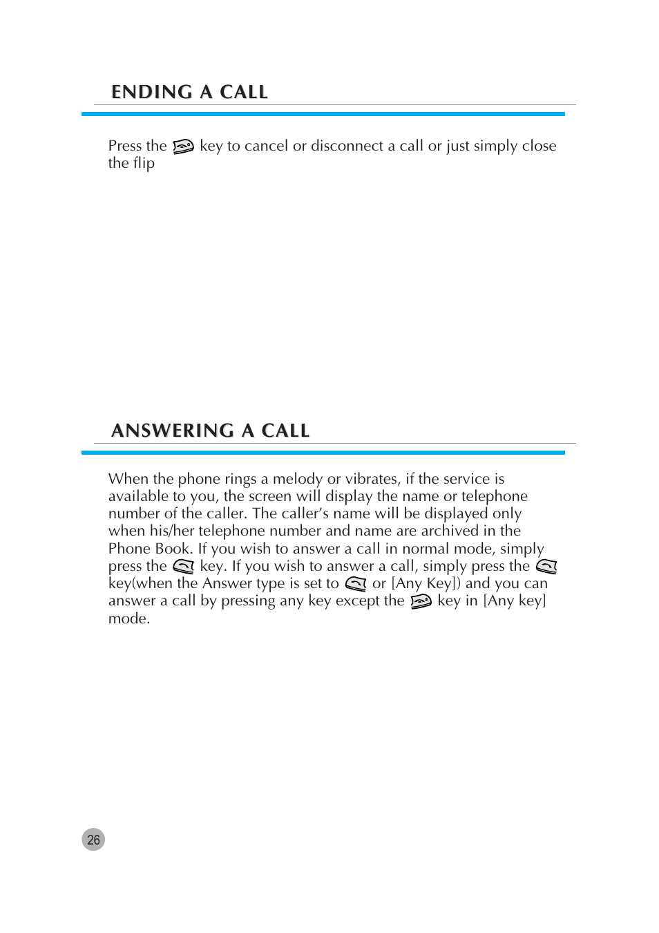 Ending a call, Answering a call | Pantech G670 User Manual | Page 27 / 137