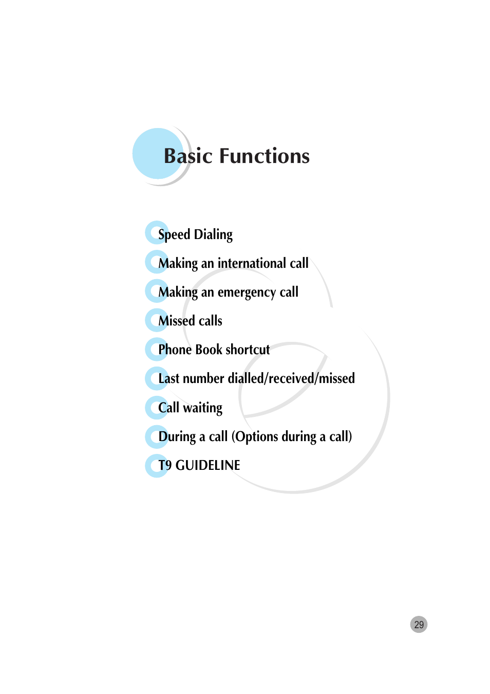 Basic functions | Pantech G670 User Manual | Page 30 / 137