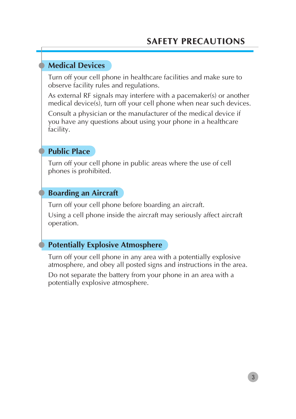 Safety precautions | Pantech G670 User Manual | Page 4 / 137