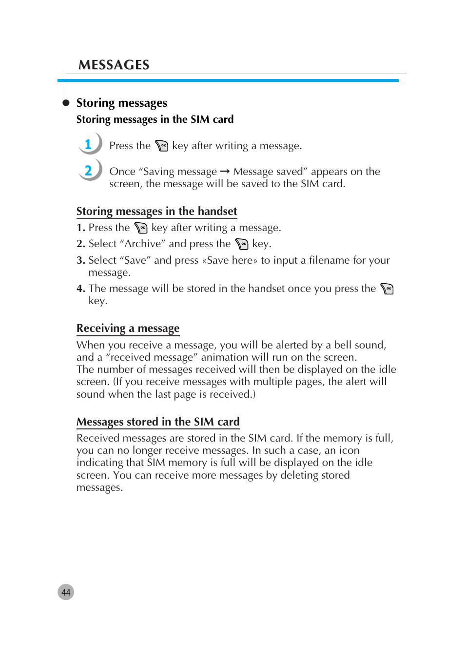 Messages | Pantech G670 User Manual | Page 45 / 137