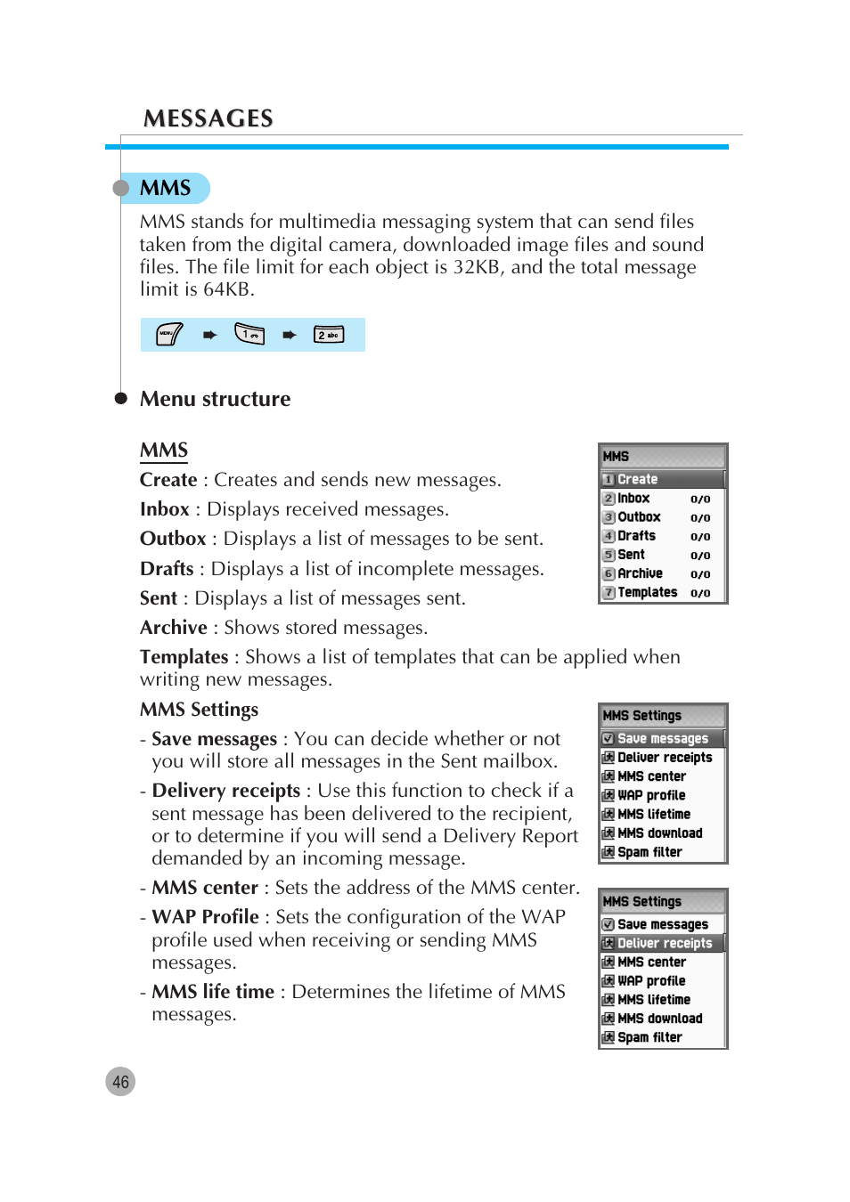 Messages | Pantech G670 User Manual | Page 47 / 137