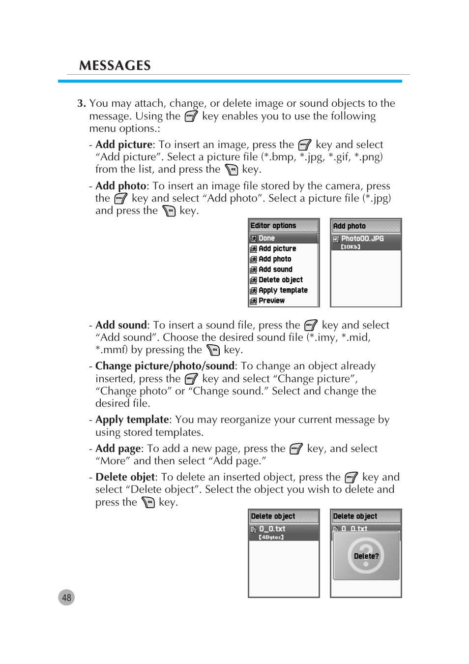 Messages | Pantech G670 User Manual | Page 49 / 137