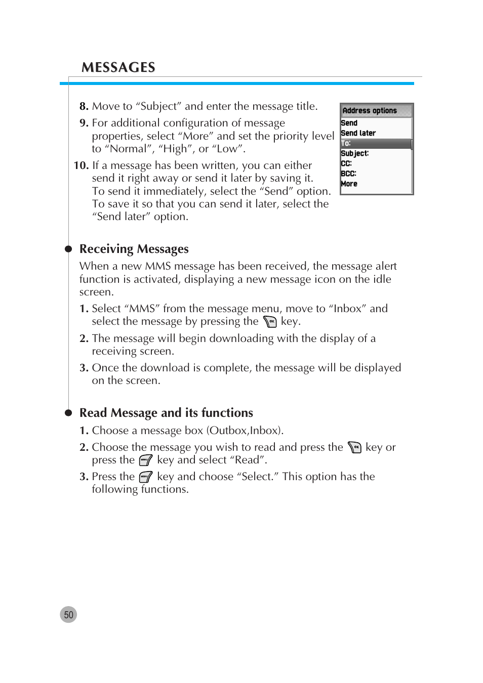 Messages | Pantech G670 User Manual | Page 51 / 137