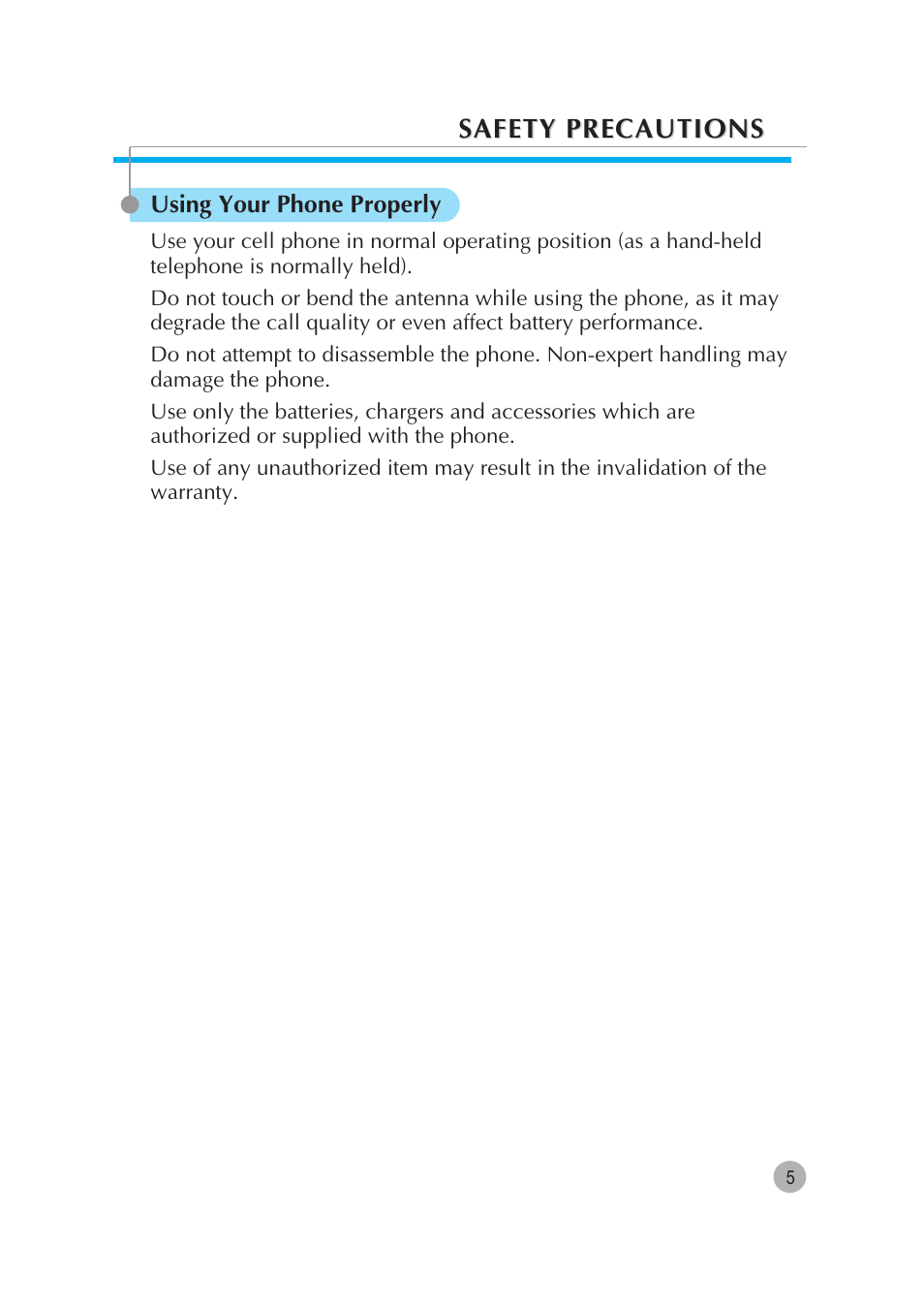 Safety precautions | Pantech G670 User Manual | Page 6 / 137