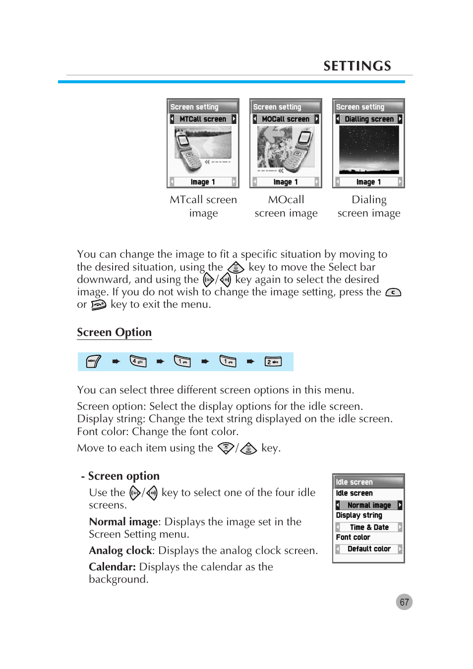 Settings | Pantech G670 User Manual | Page 68 / 137