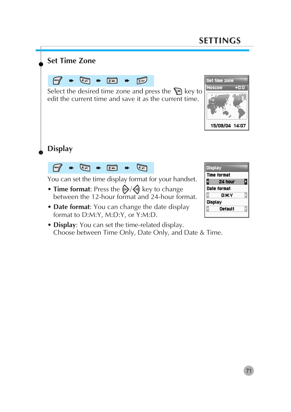 Settings | Pantech G670 User Manual | Page 72 / 137