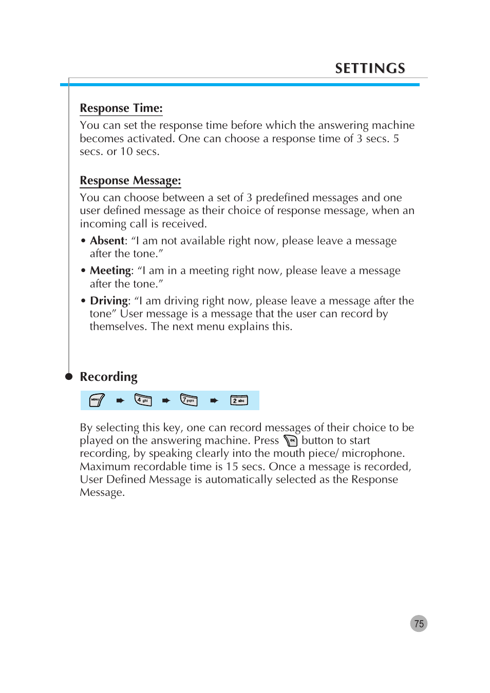 Settings | Pantech G670 User Manual | Page 76 / 137