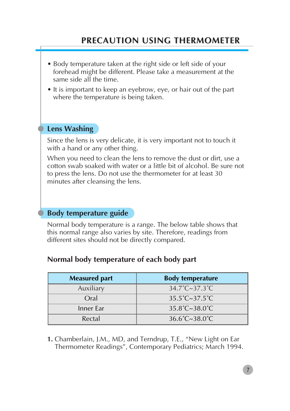 Precaution using thermometer | Pantech G670 User Manual | Page 8 / 137