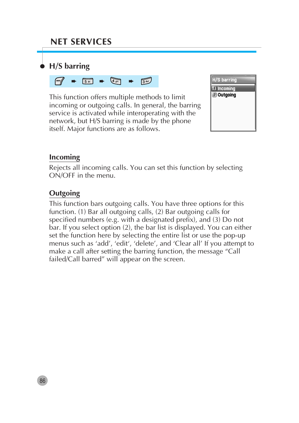 Net services | Pantech G670 User Manual | Page 87 / 137