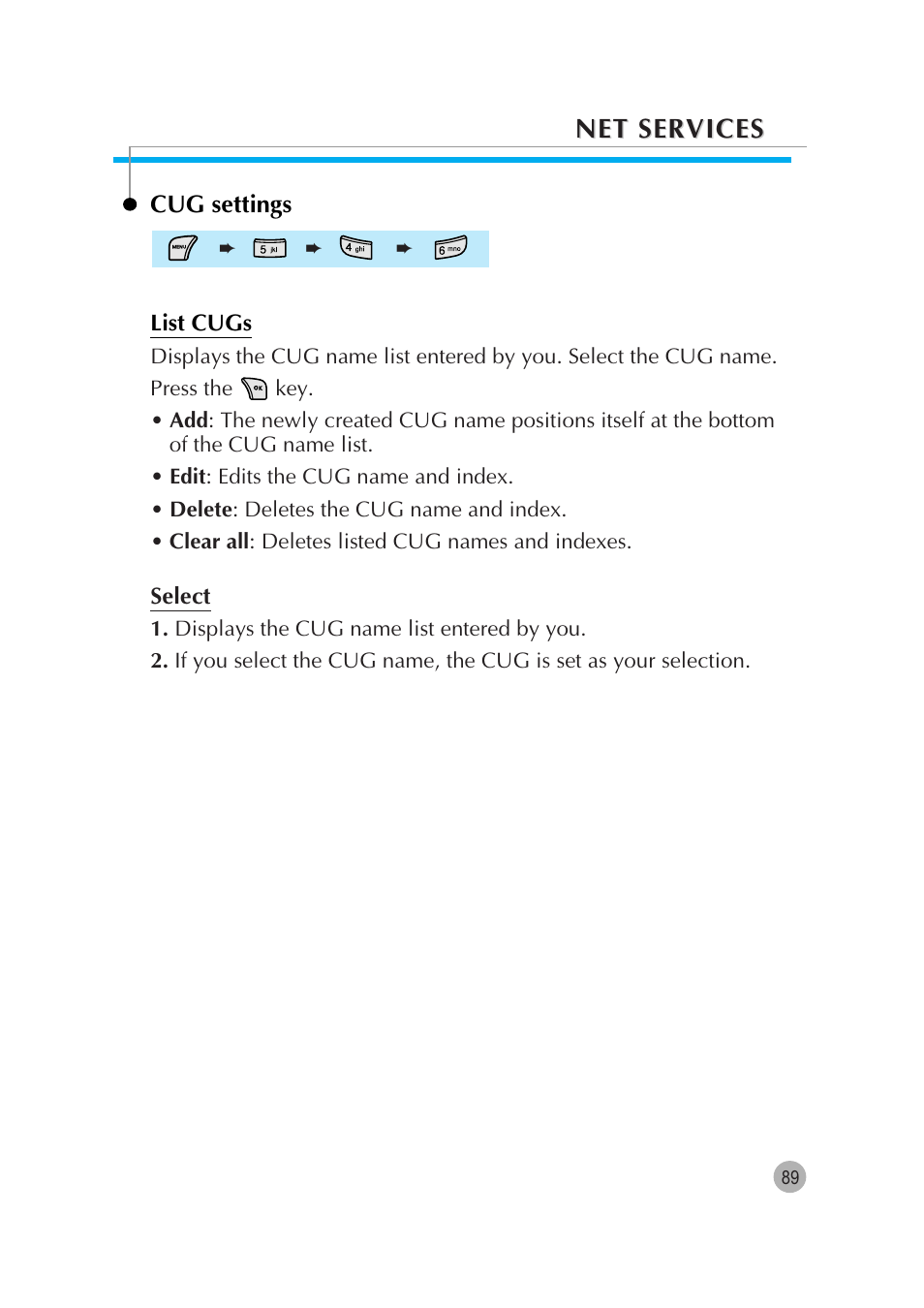 Net services | Pantech G670 User Manual | Page 90 / 137