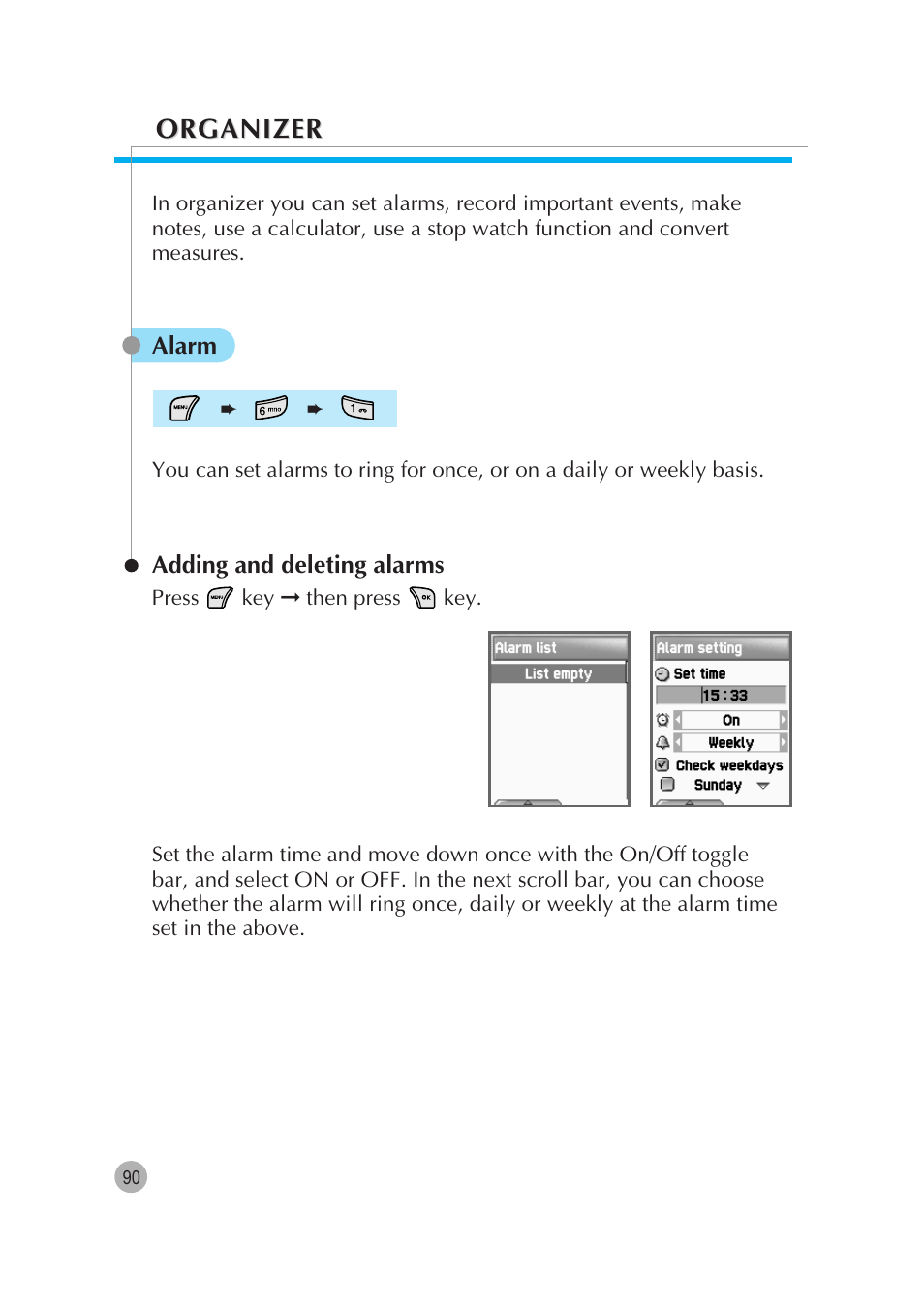 Organizer | Pantech G670 User Manual | Page 91 / 137