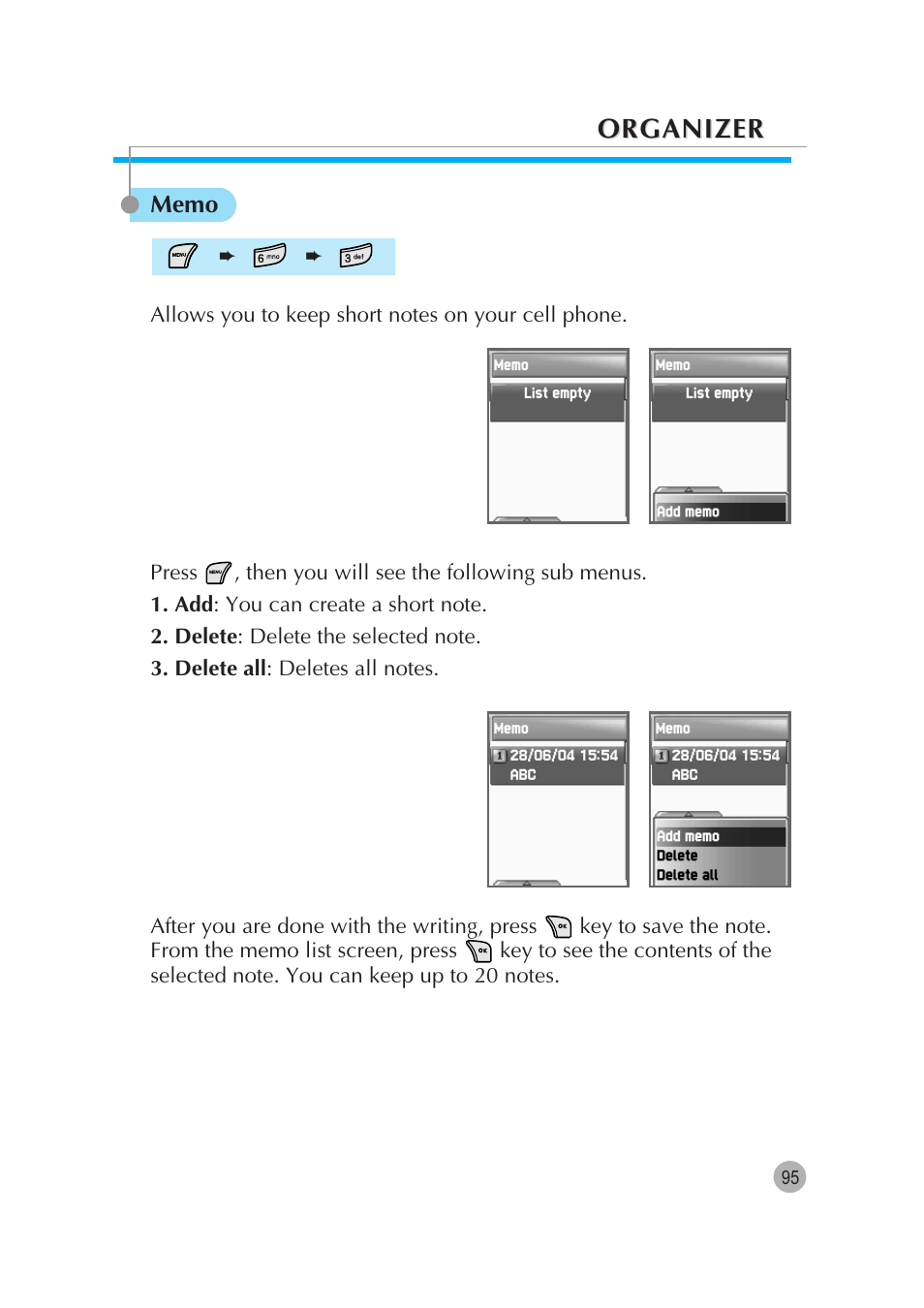 Organizer | Pantech G670 User Manual | Page 96 / 137