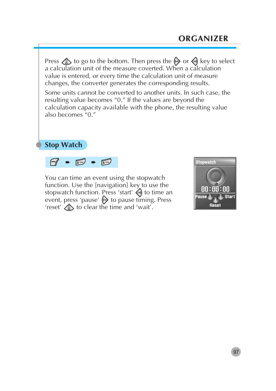 Organizer | Pantech G670 User Manual | Page 98 / 137