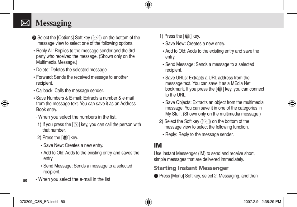 Messaging | Pantech C3b User Manual | Page 51 / 101