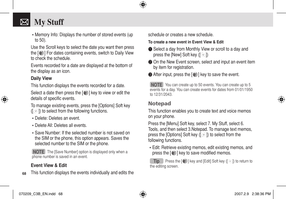 My stuff | Pantech C3b User Manual | Page 69 / 101