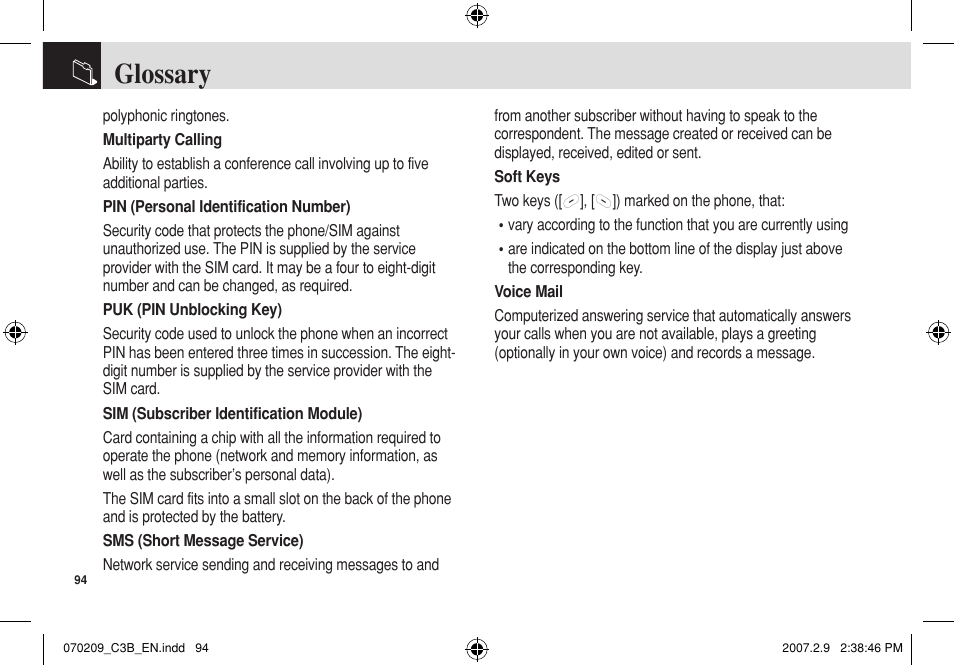 Glossary | Pantech C3b User Manual | Page 95 / 101