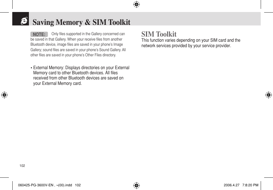 Sim toolkit | Pantech PG - 3600V User Manual | Page 103 / 115