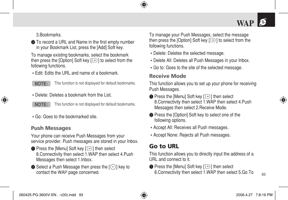 Go to url | Pantech PG - 3600V User Manual | Page 94 / 115