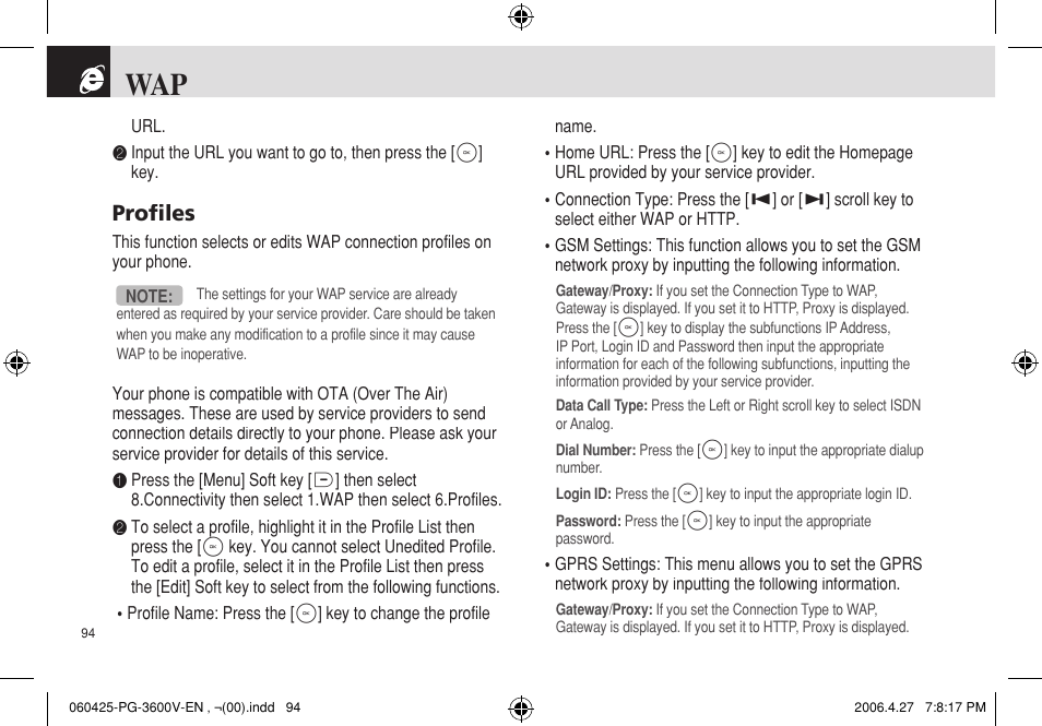 Profiles | Pantech PG - 3600V User Manual | Page 95 / 115