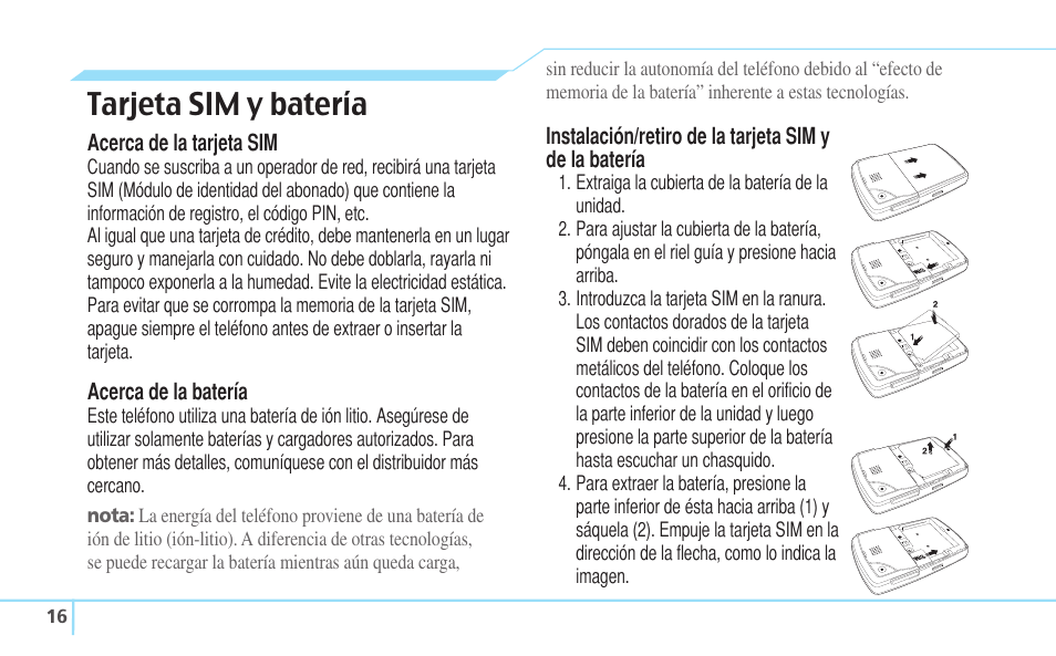 Tarjeta sim y batería | Pantech Reveal User Manual | Page 108 / 186