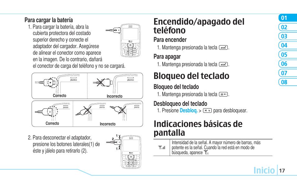 Inicio encendido/apagado del teléfono, Bloqueo del teclado, Indicaciones básicas de pantalla | Pantech Reveal User Manual | Page 109 / 186