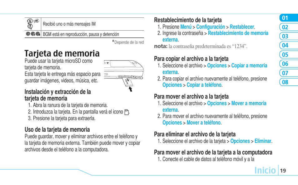 Inicio | Pantech Reveal User Manual | Page 111 / 186