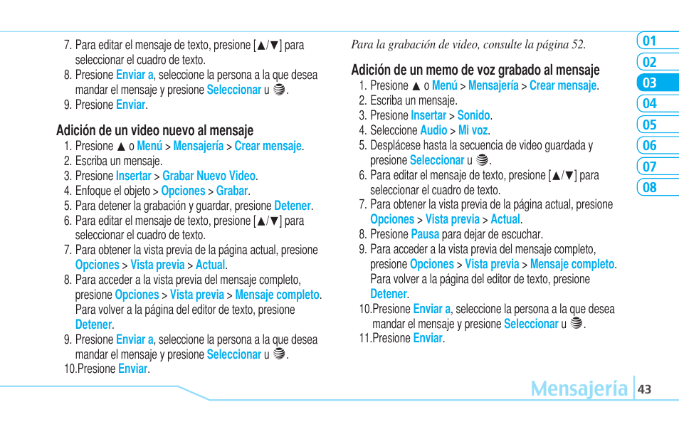 Mensajería | Pantech Reveal User Manual | Page 135 / 186