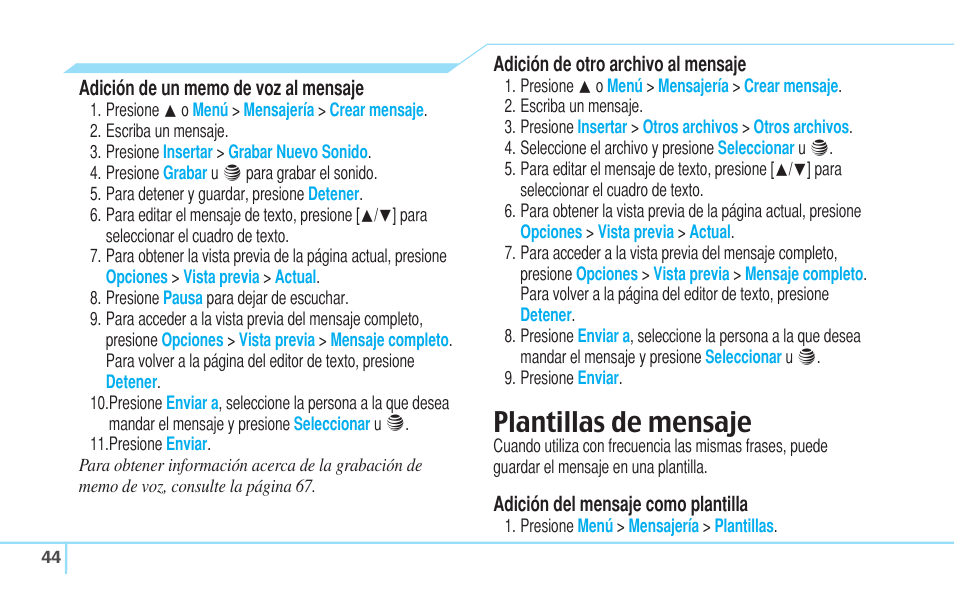 Plantillas de mensaje | Pantech Reveal User Manual | Page 136 / 186