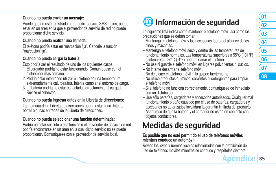 Apéndice, Medidas de seguridad, Información de seguridad | Pantech Reveal User Manual | Page 177 / 186