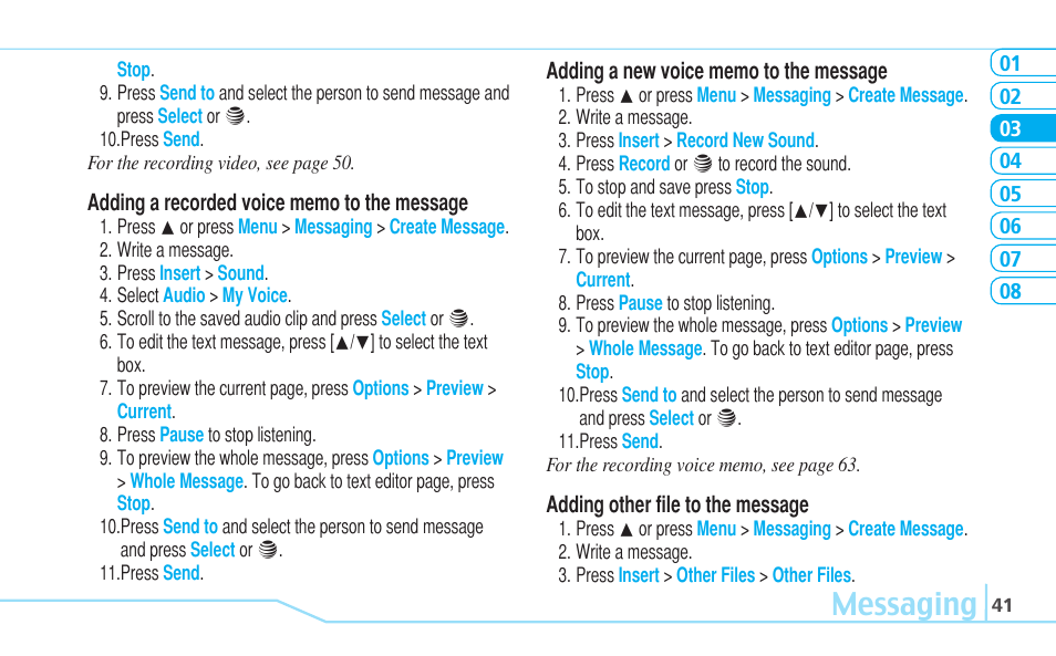 Messaging | Pantech Reveal User Manual | Page 43 / 186