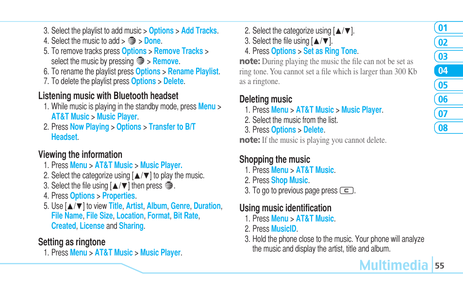 Multimedia | Pantech Reveal User Manual | Page 57 / 186