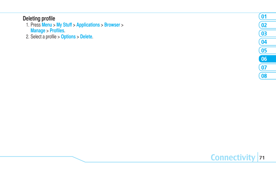 Connectivity | Pantech Reveal User Manual | Page 73 / 186