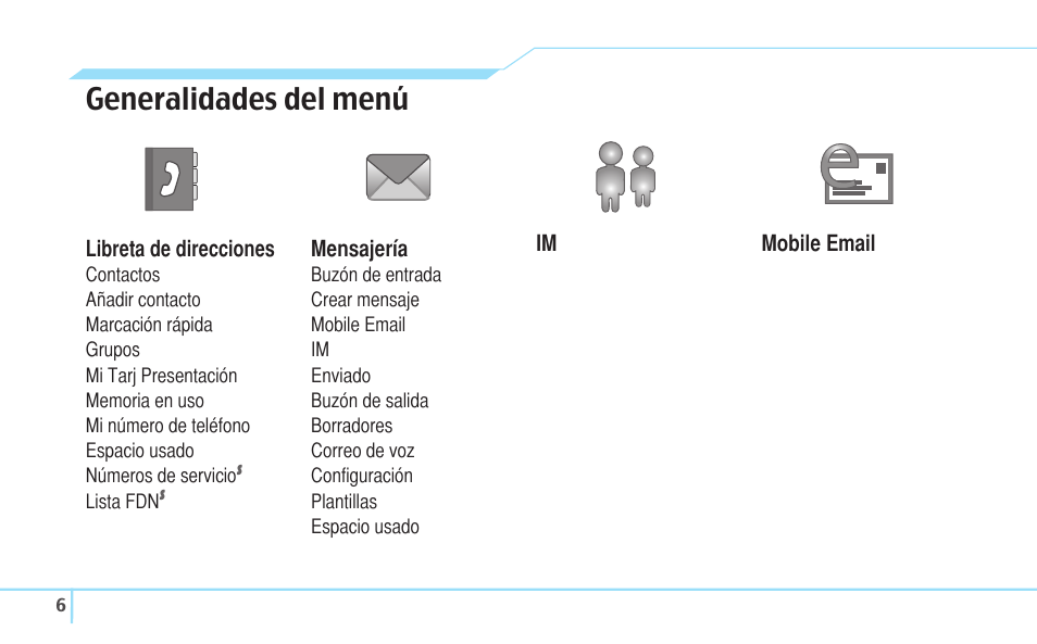 Generalidades del menú | Pantech Reveal User Manual | Page 98 / 186