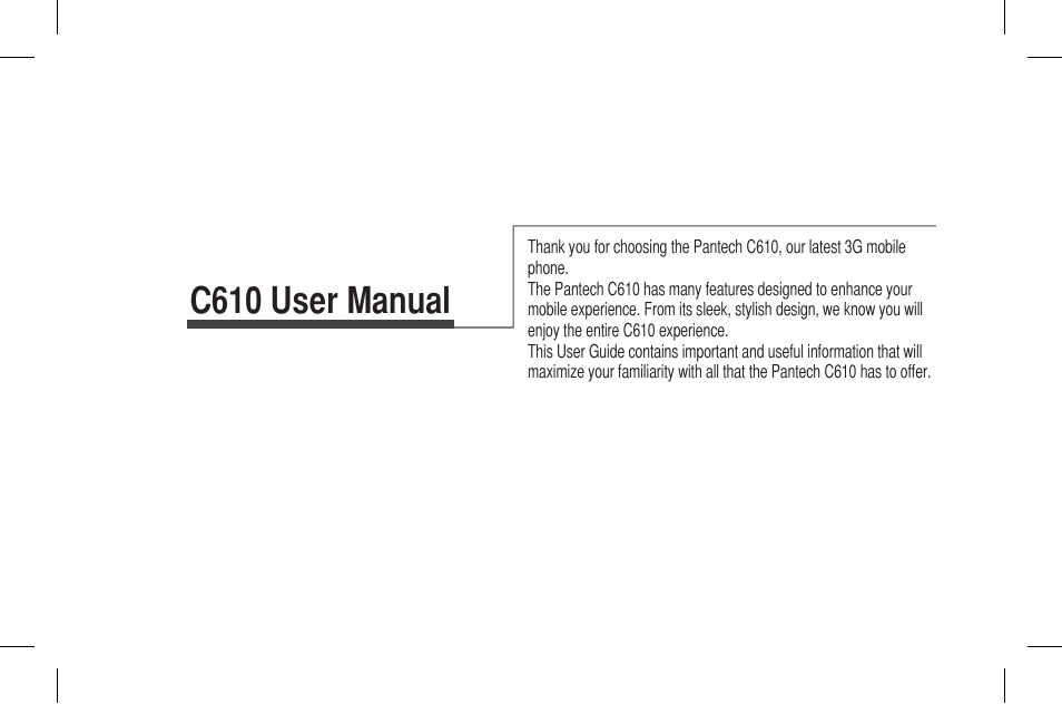 Pantech Lena C610 User Manual | 82 pages